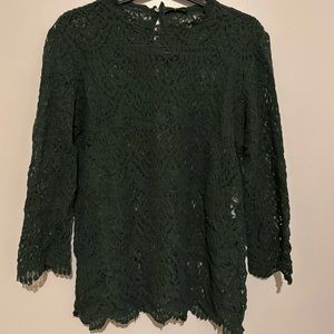 Zara dark green scallop lace top. New size Medium